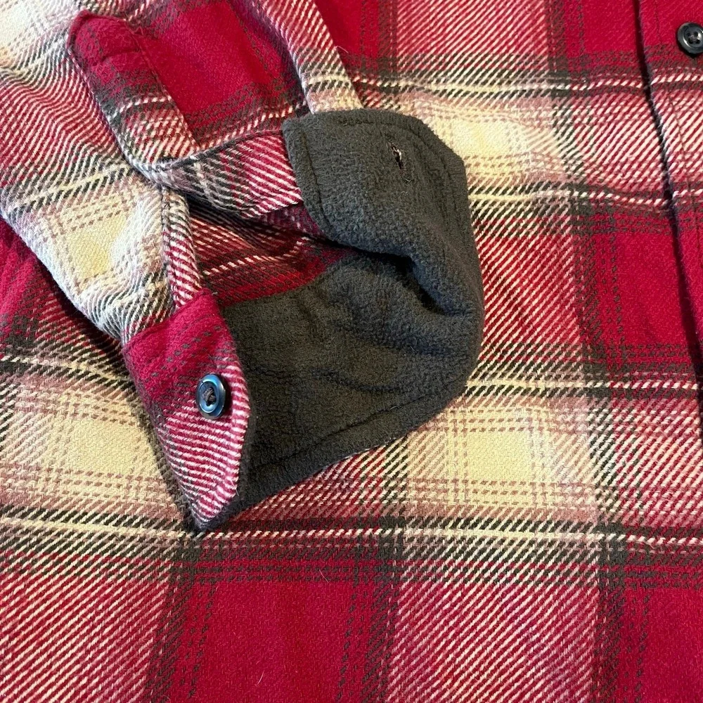 Orvis Mens Big Bear Fleece-Lined Flannel Plaid Shacket Size M Outdoors Red